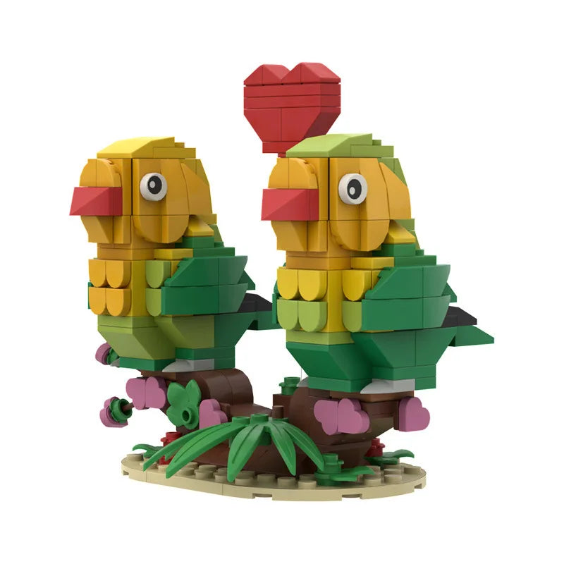 Love Bird Building Blocks Ornament Toy DIY Assembly Model Cute Avian Couple Decorative Piece for Home