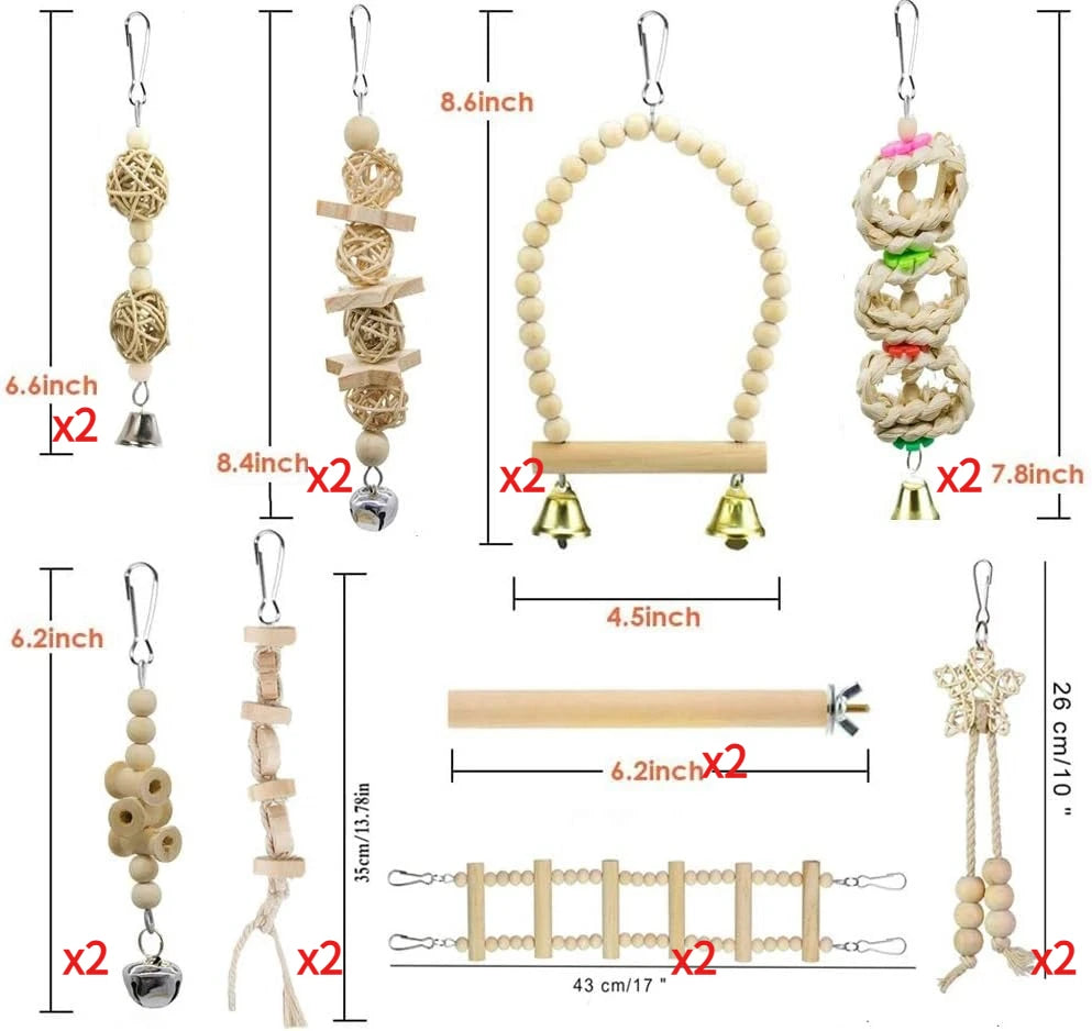 Bird Parrot Swing Toys, Budgerigar, Parakeet, Conure, Cockatiel, Mynah, Love Birds, Finches and Other Small to Medium Birds