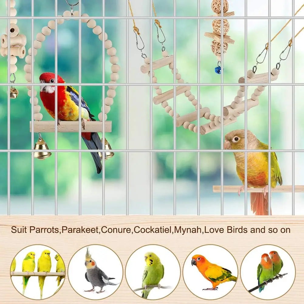 Bird Parrot Swing Toys, Budgerigar, Parakeet, Conure, Cockatiel, Mynah, Love Birds, Finches and Other Small to Medium Birds