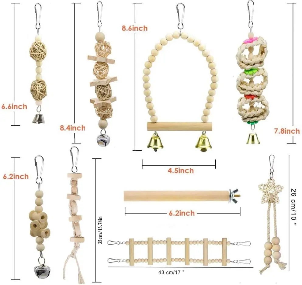 Bird Parrot Swing Toys, Budgerigar, Parakeet, Conure, Cockatiel, Mynah, Love Birds, Finches and Other Small to Medium Birds