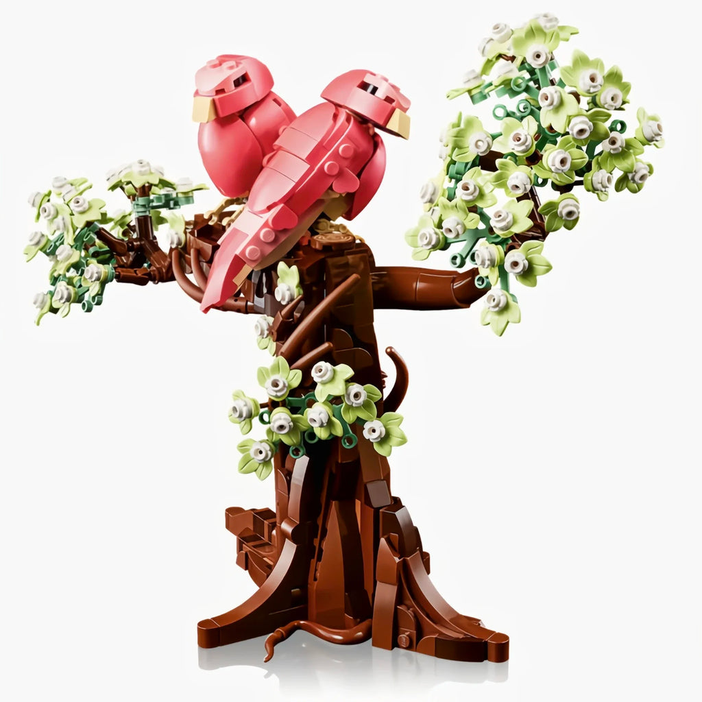 New Display 750pcs Cute Pink Bird Love Birds 21365 3D Tree Model Building Block Toy Ornaments Birthday Valentine's Day Gifts