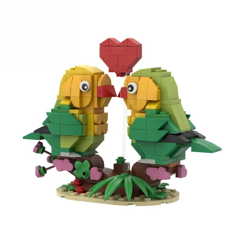 Love Bird Building Blocks Ornament Toy DIY Assembly Model Cute Avian Couple Decorative Piece for Home