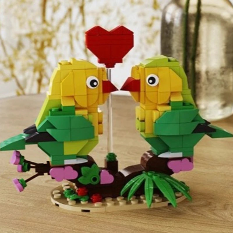 Love Bird Building Blocks Ornament Toy DIY Assembly Model Cute Avian Couple Decorative Piece for Home