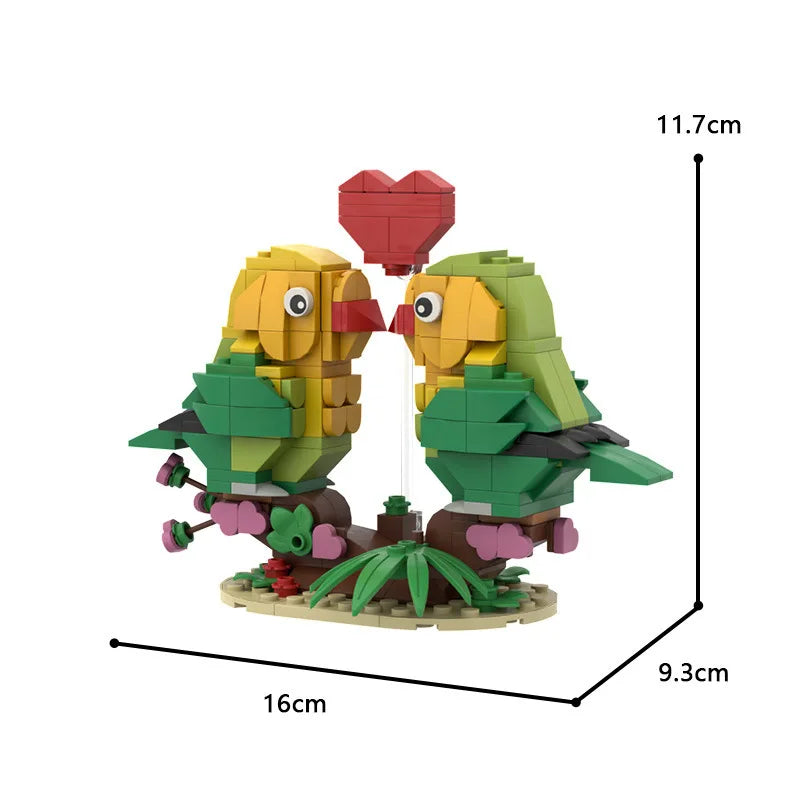 Love Bird Building Blocks Ornament Toy DIY Assembly Model Cute Avian Couple Decorative Piece for Home